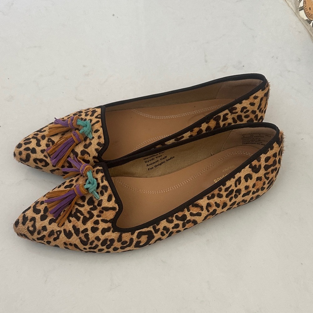 Sam Edelman Leopard Print Flats with Colorful Tassels